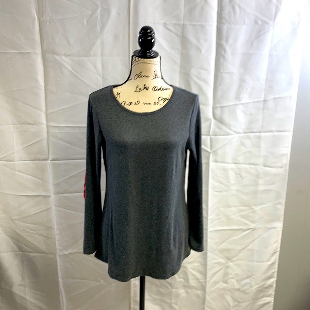 Hount round neck long sleeve with elbow patch work